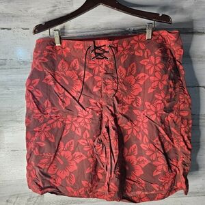Vintage Patagonia Pataloha Swim Trunks Mens Red Flower Size 38 MEDIUM